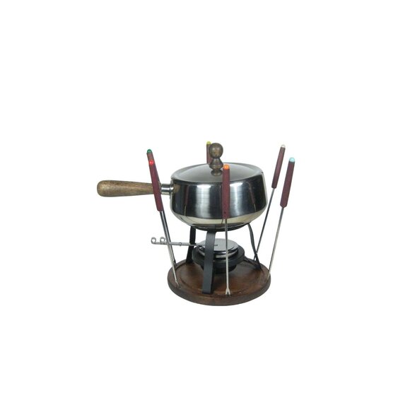 Gailcraft Fondue Set 2 Quart Stainless Steel Fondue Pot Set Vintage 1970 - Picture 3 of 16